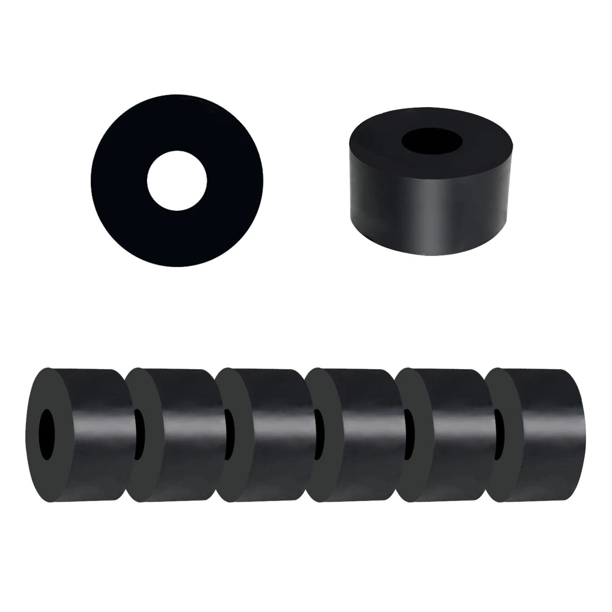 Set of 8 Rubber Spacers 1'' OD x 3/8'' ID x 0.5'' Thickness