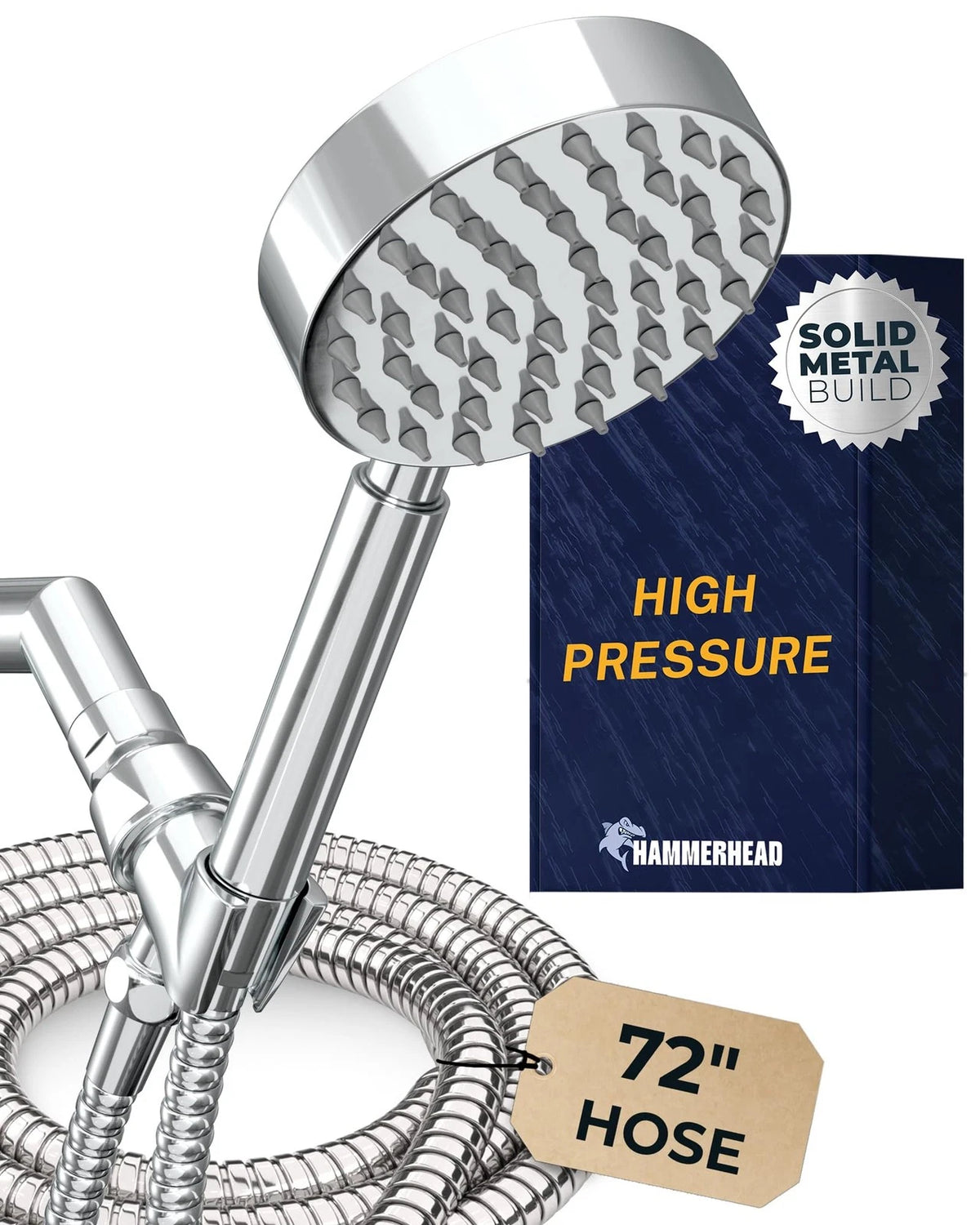 Solid Metal Handheld Shower Head for HammerHead Showers (2.5 GPM, Brushed Nickel)