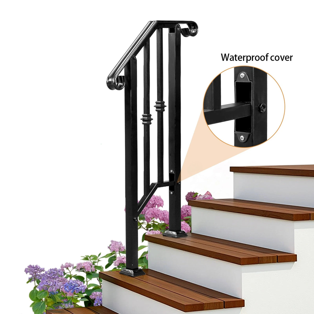 Iron Handrail Picket for Outdoor Garden (1 or 2 Steps)
