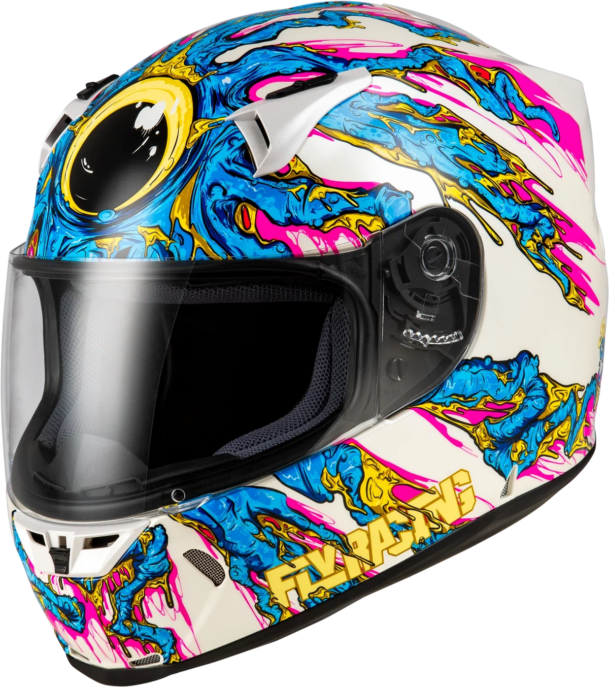 Fly Racing Revolt Space Creep Full-Face Helmet for Large Size (Light Blue/White/Pink)