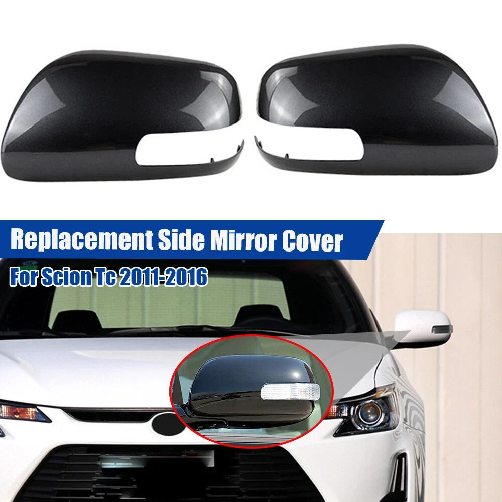 2X Black Replacement Side Wing Mirror Cover Cap Trim for Scion TC (2011–2016)