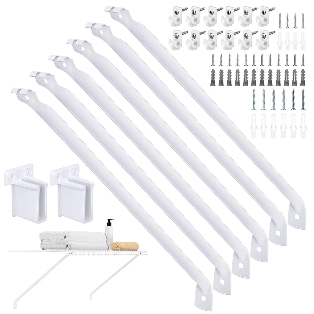 6 Pack 12 Inch Wire Shelf Brackets with Anchors and Screws