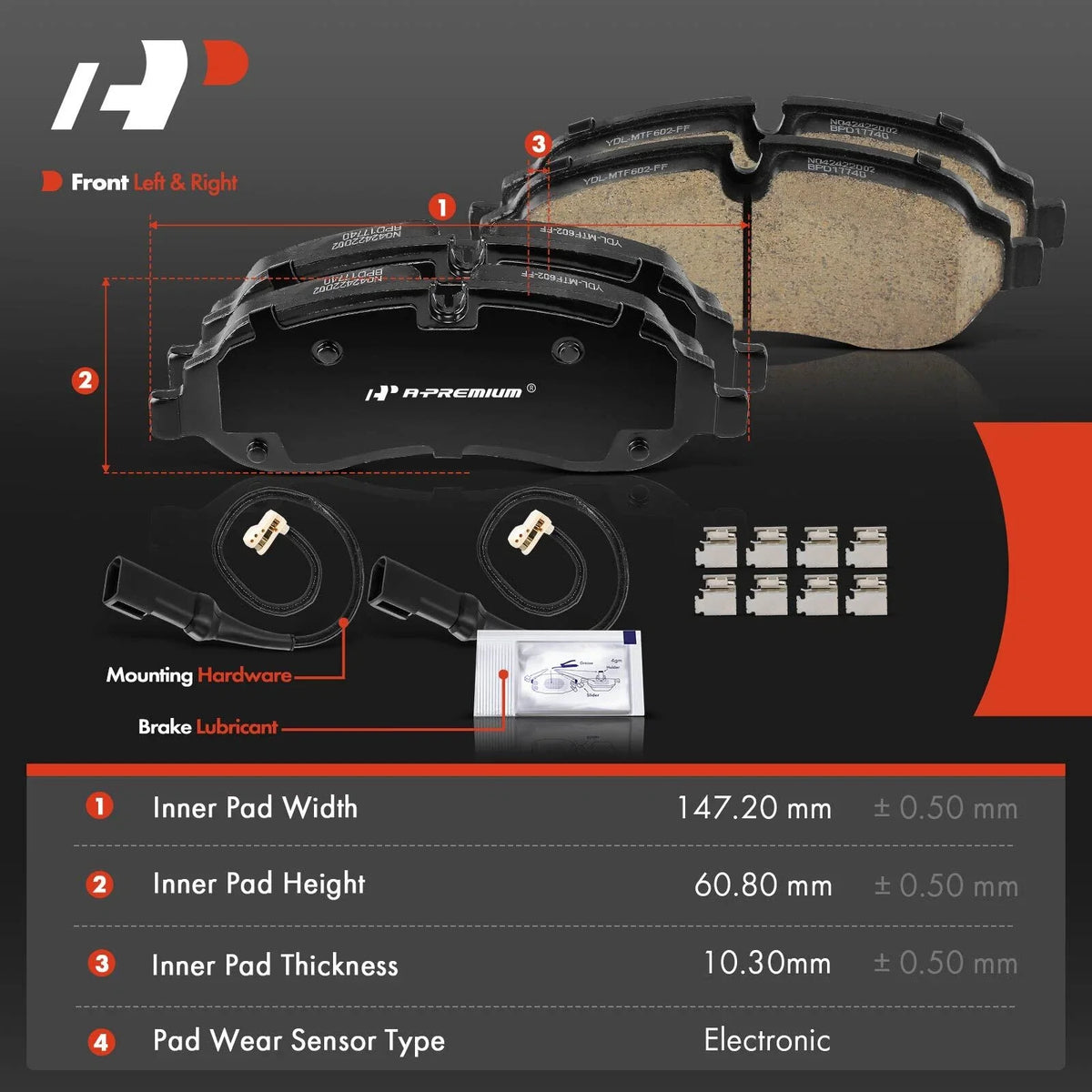 Set of 8 Ceramic Brake Pads for Ford Transit-150 250 350 (2015–2019)