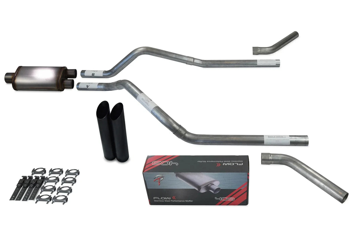 Dual Exhaust Kit for GMC Jimmy (1992–1994) - 2.5" Flow II Black Tips