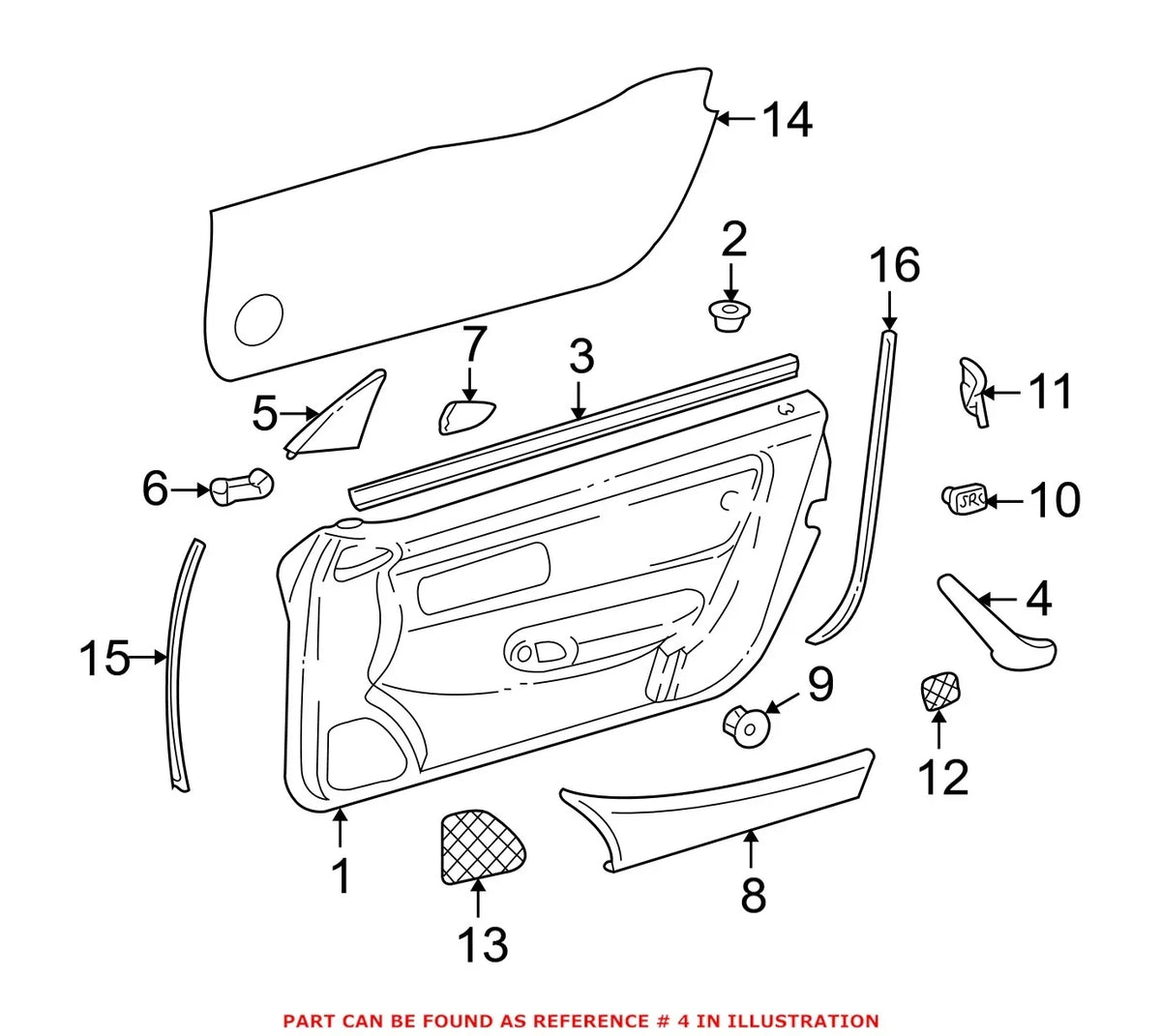 Genuine Front Right Interior Door Pull Handle 17072702807211 for Mercedes-Benz