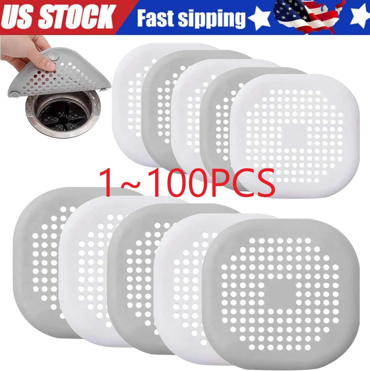 Bathroom Drain Hair Catcher Sink Strainer Plug Cover