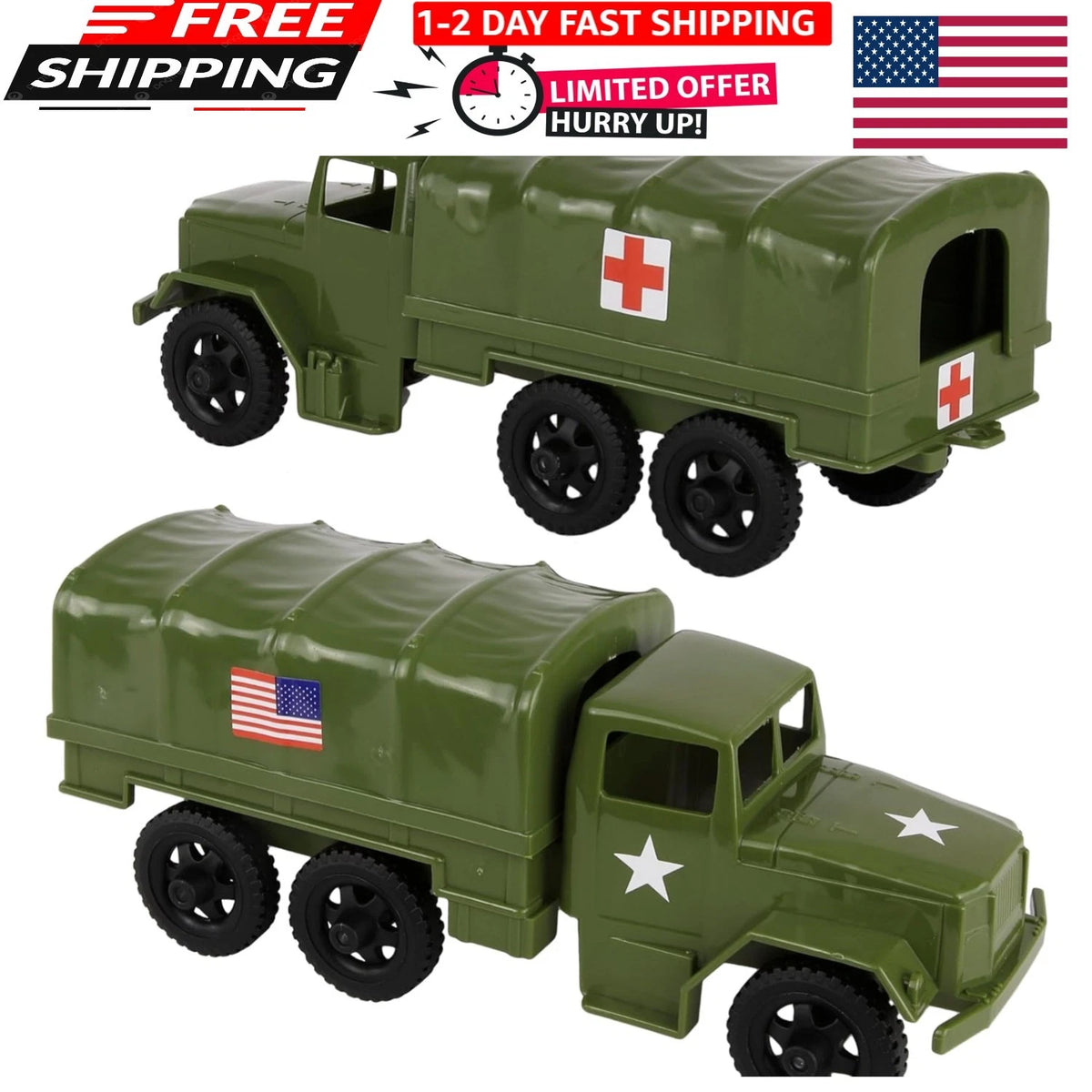 M34 Deuce Trucks for TimMee Plastic Army Men (8 inches, OD Green)