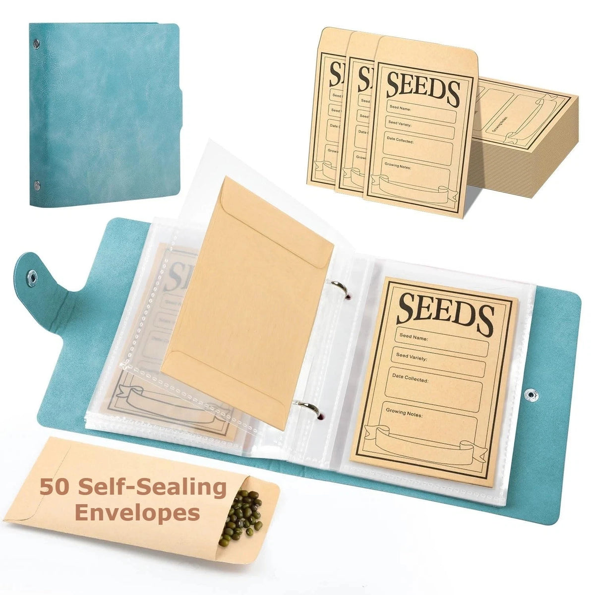 Seed Storage Organizer for Seed Packets (50 Envelopes)