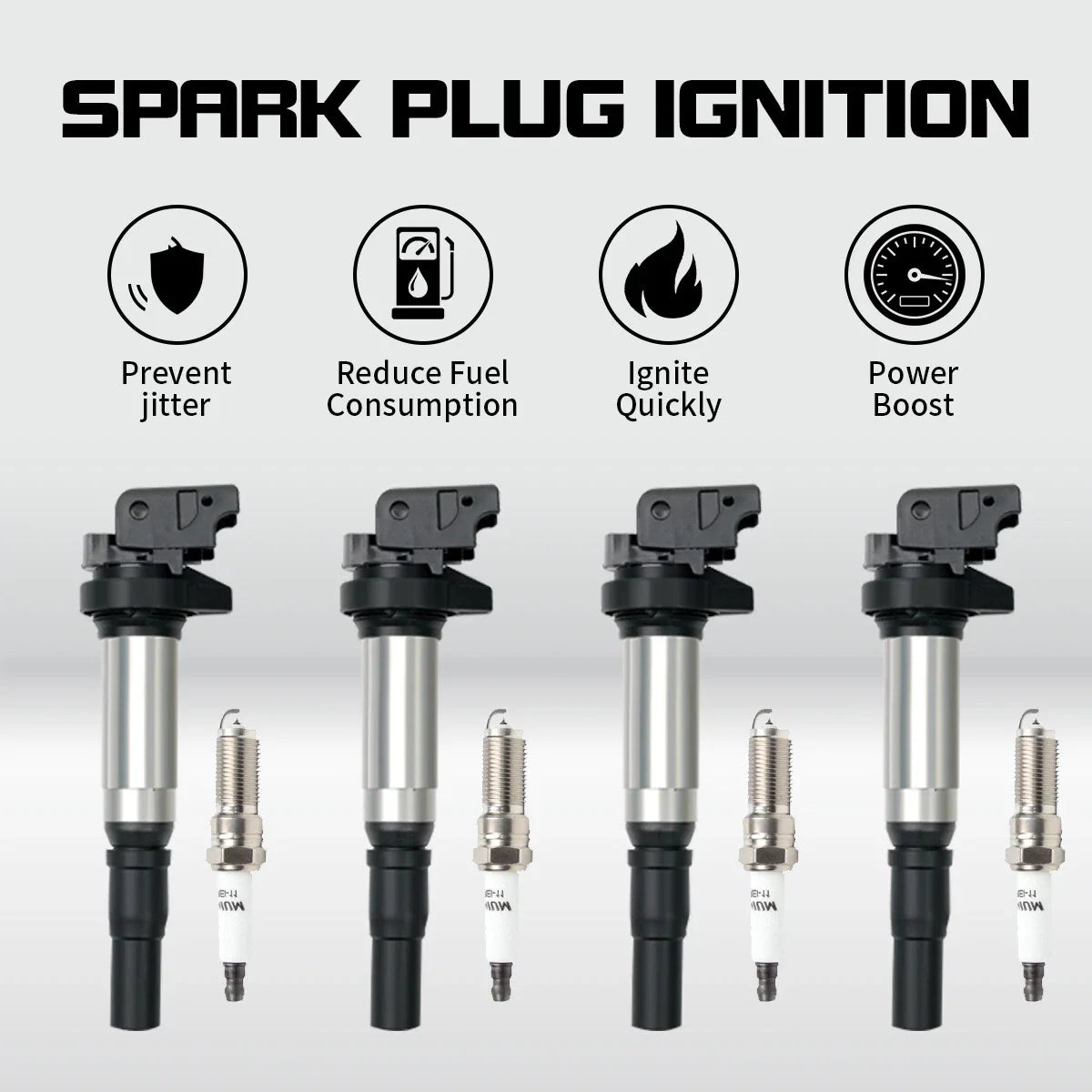 Set of 4 Ignition Coils + 4 Iridium Spark Plugs for Mini Cooper (2007–2013) UF598