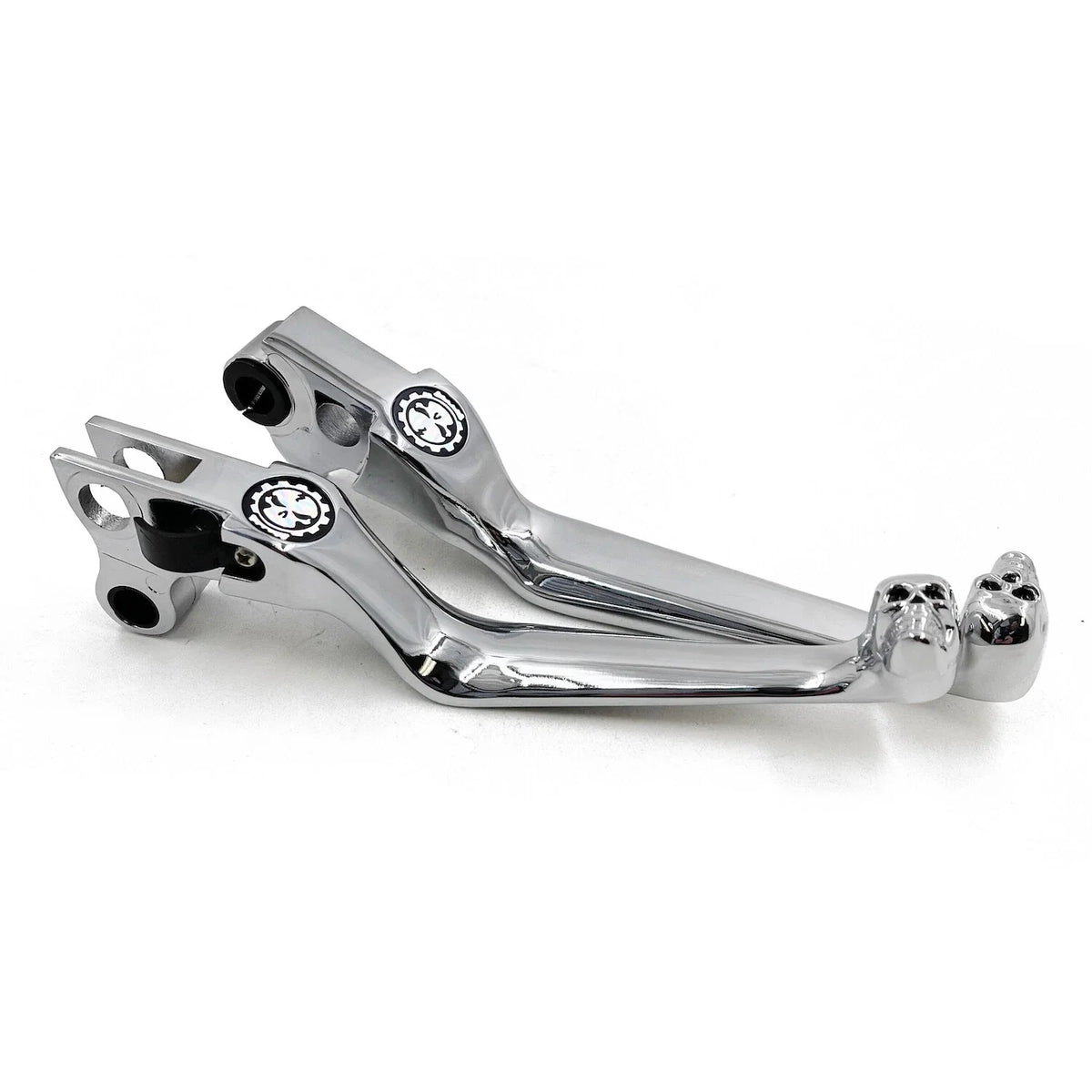 Chrome Smooth Skull Wide Blade Levers for Harley XL/Dyna/Softail (1996–2014)