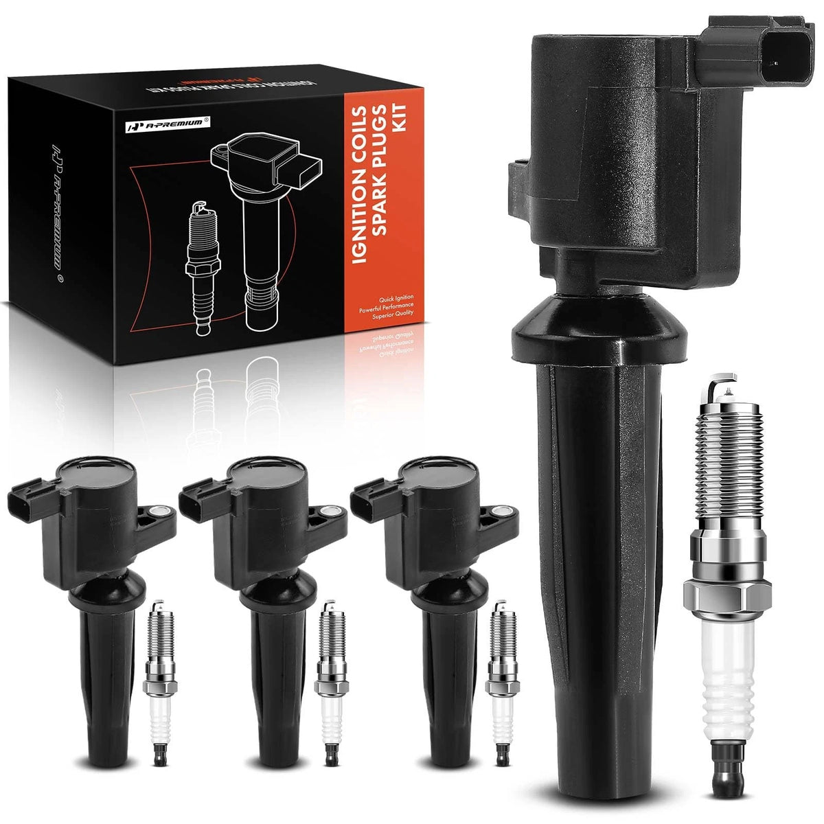 Set of 4 Ignition Coil Pack and Iridium Spark Plugs for