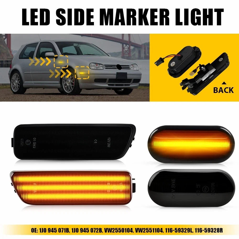4X Front LED Side Marker Light for Volkswagen MKIV Golf/Jetta (1999–2005) EPY