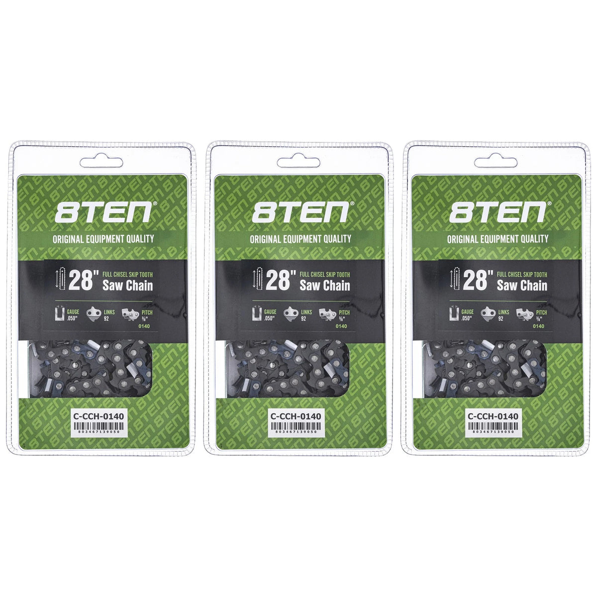 3 Pack Full Chisel Skip Tooth Chainsaw Chain 28 Inch for McCulloch (92DL) 72LPX092G, 72EXL092G