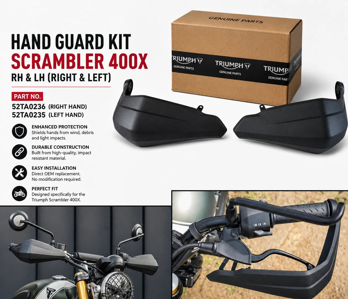 Handguard Kit for Triumph Scramble 400x (52TA0236, 52TA0235)