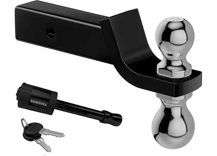 Reversible Dual Ball Hitch for Rhino USA TO-HTDUAL-BLK (2" & 2-5/16")