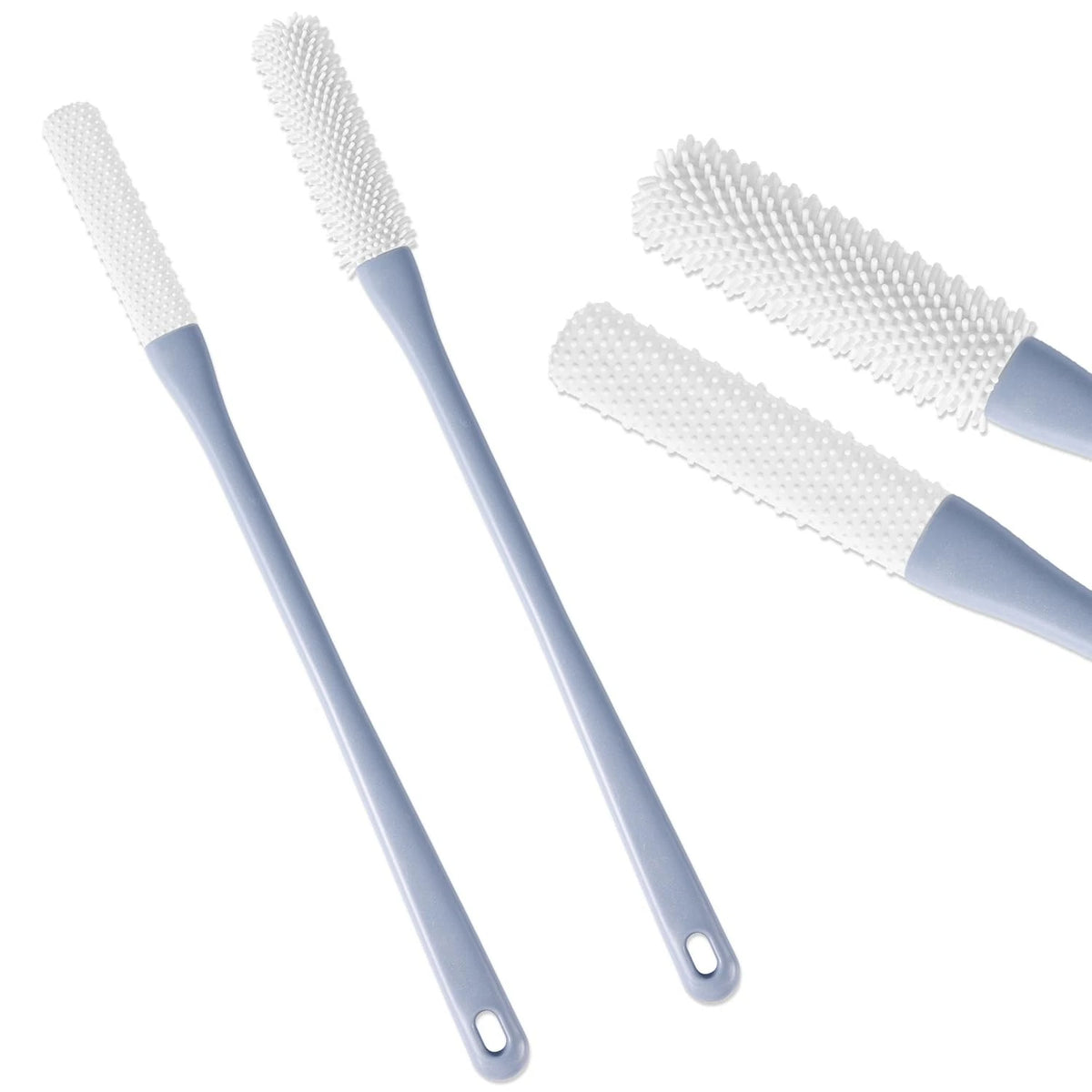 2X Toe Seam Massage Brush for Shower, Long Handle Foot Scrubber M, Grey