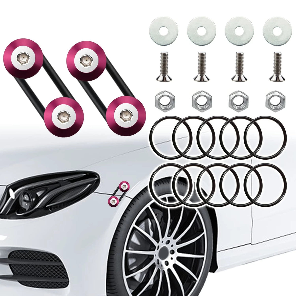 12PC Universal Pink Bumper Clips Quick Release Holders for Cars