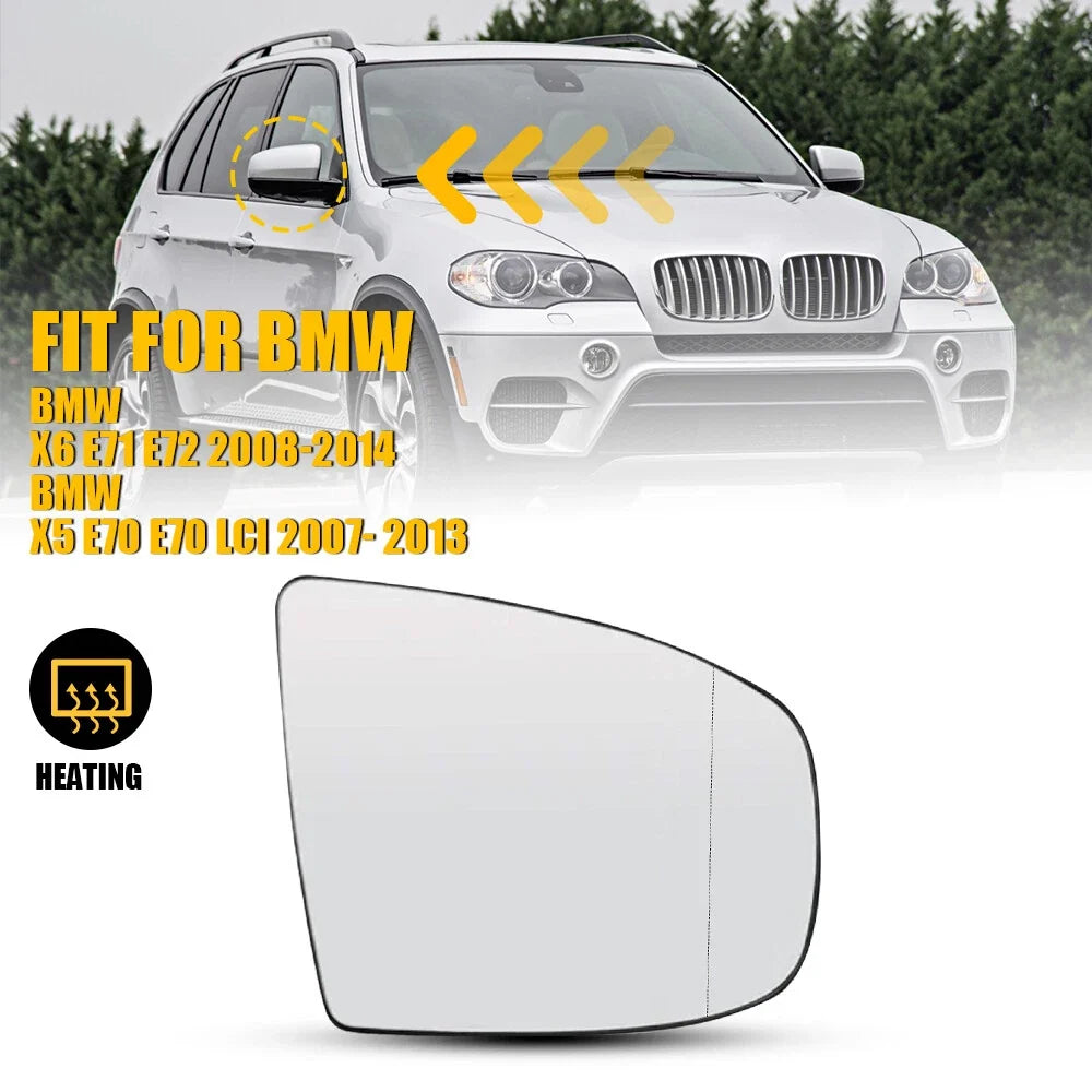 Heated Door Mirror Glass for BMW X5 E70, X6 E71, E72 (2007–2013)