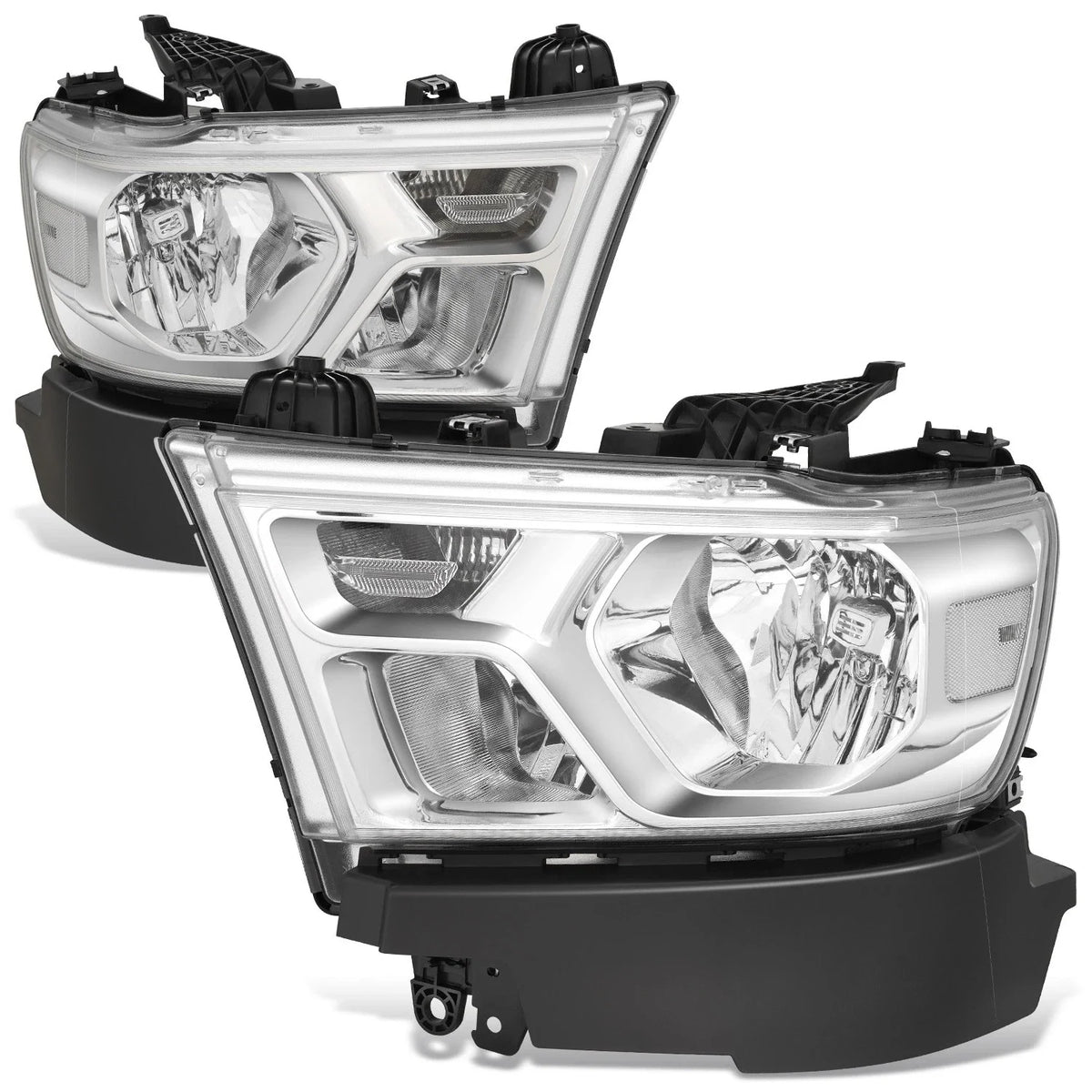 Chrome Housing Clear Reflector Headlights Assembly for Ram 1500 (2019–2024)
