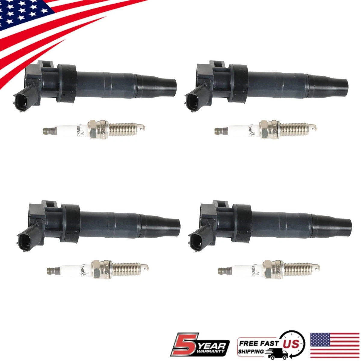 Set of 4 Ignition Coils UF647 for 2013-2015 Hyundai Santa Fe