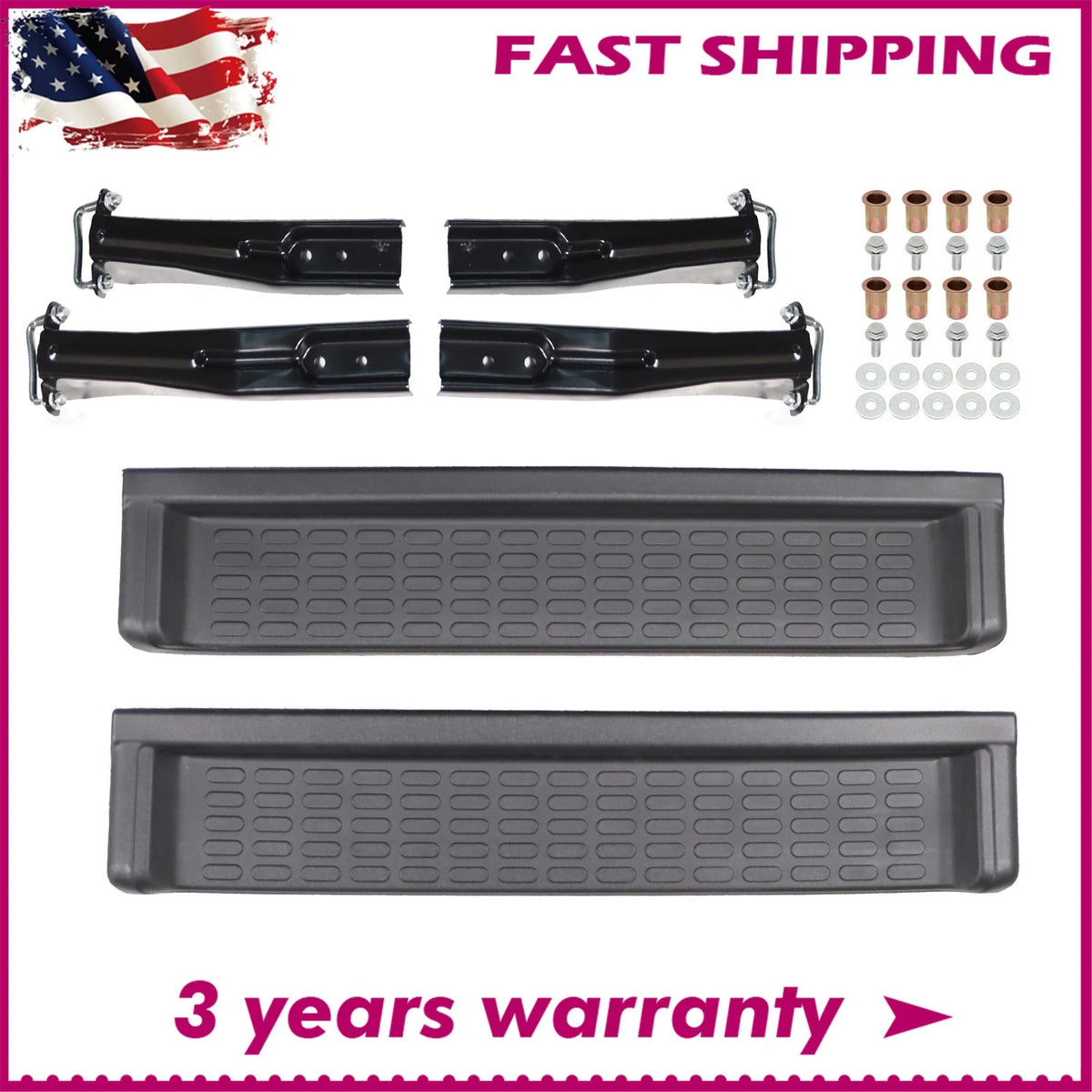 Pair Side Steps for Jeep Wrangler TJ (2001–2006) PW4511 Black Nerf Bars