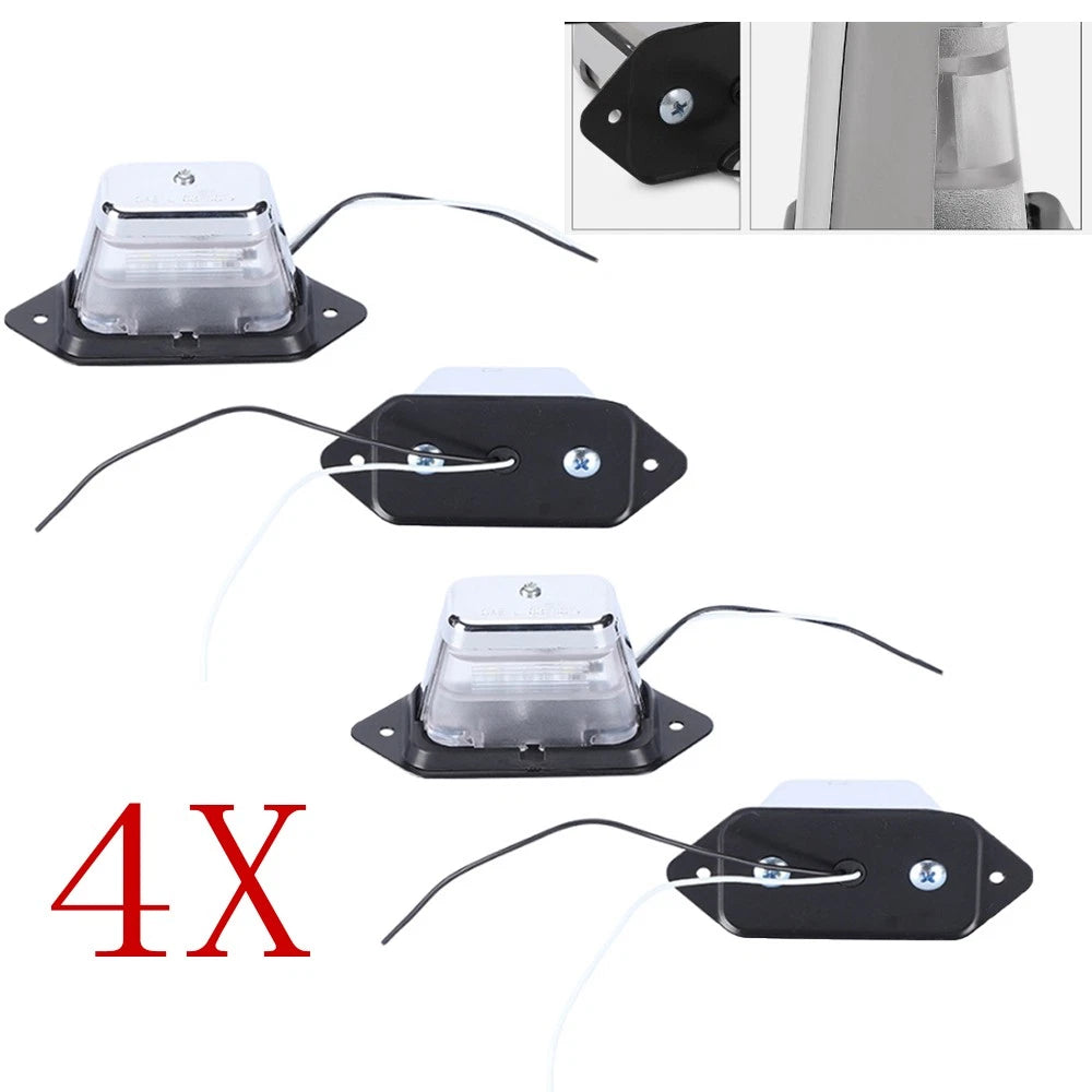 4X Chrome 12V DC Surface-Mount DOT LED License Plate Light for Boat Trailer ATV (CAZLEDSIL0135-CH)