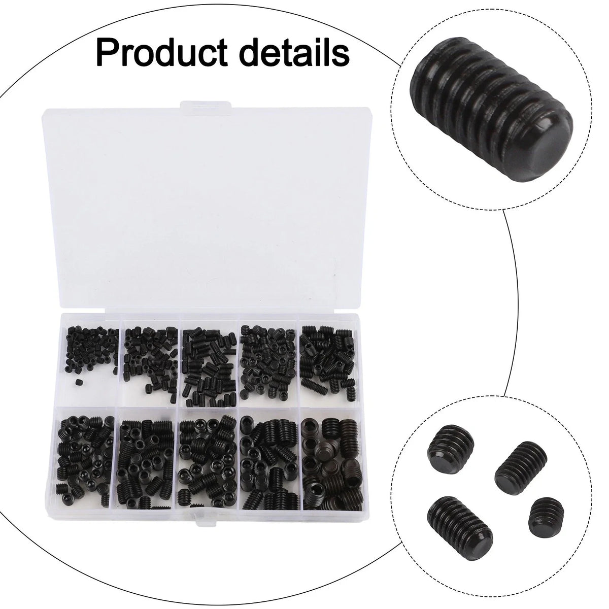 400PCS Hex Socket Set Screws M3 M5 M6 M8 12.9 Carbon Steel