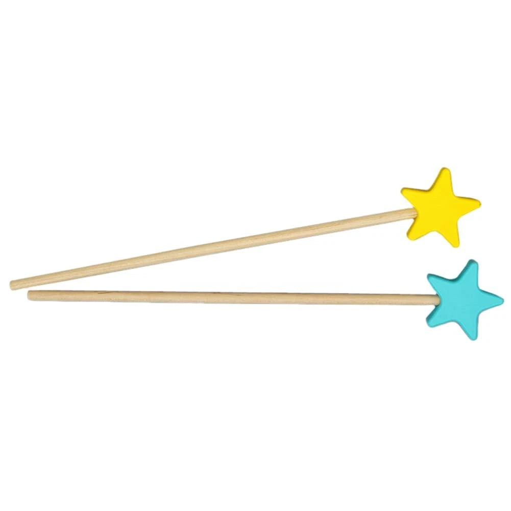 2 Pieces Wooden Star Fairy Wands for Craft Projects