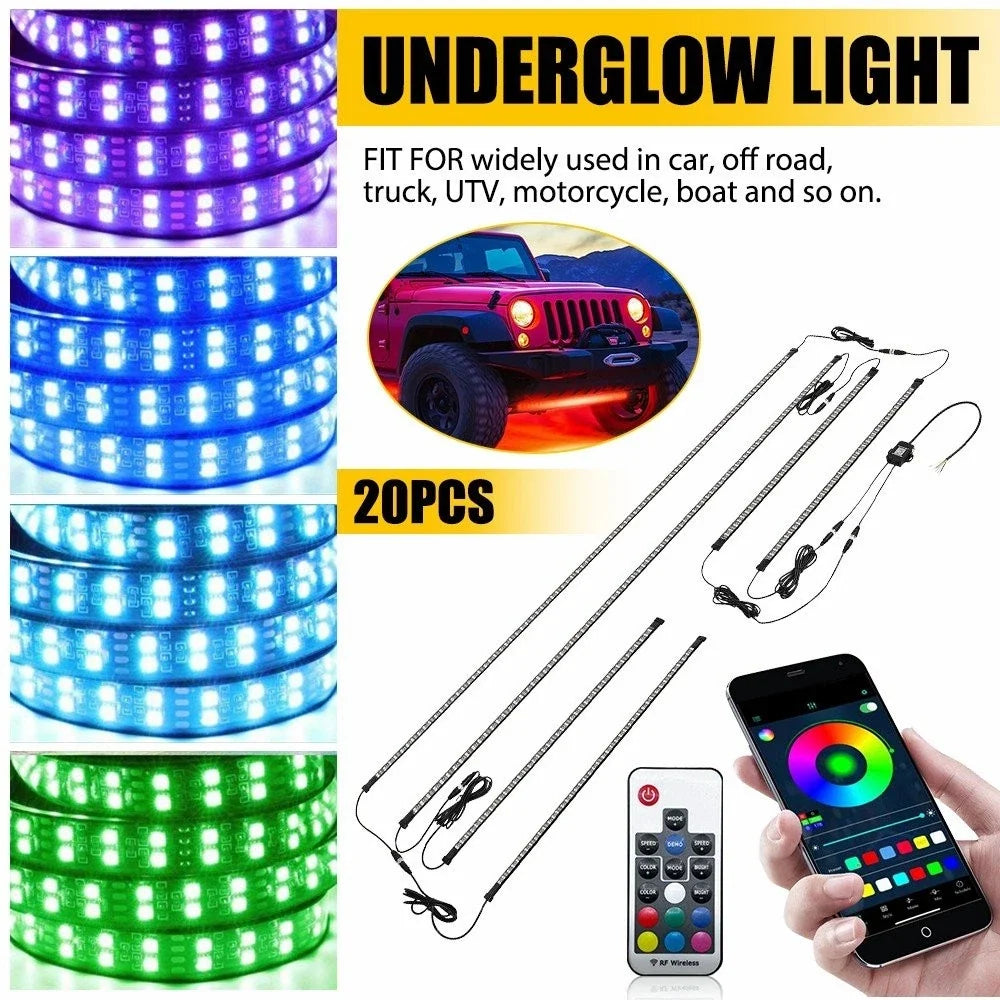 6X AUXITO RGB LED Strip Underbody Light Kit for Universal Vehicles