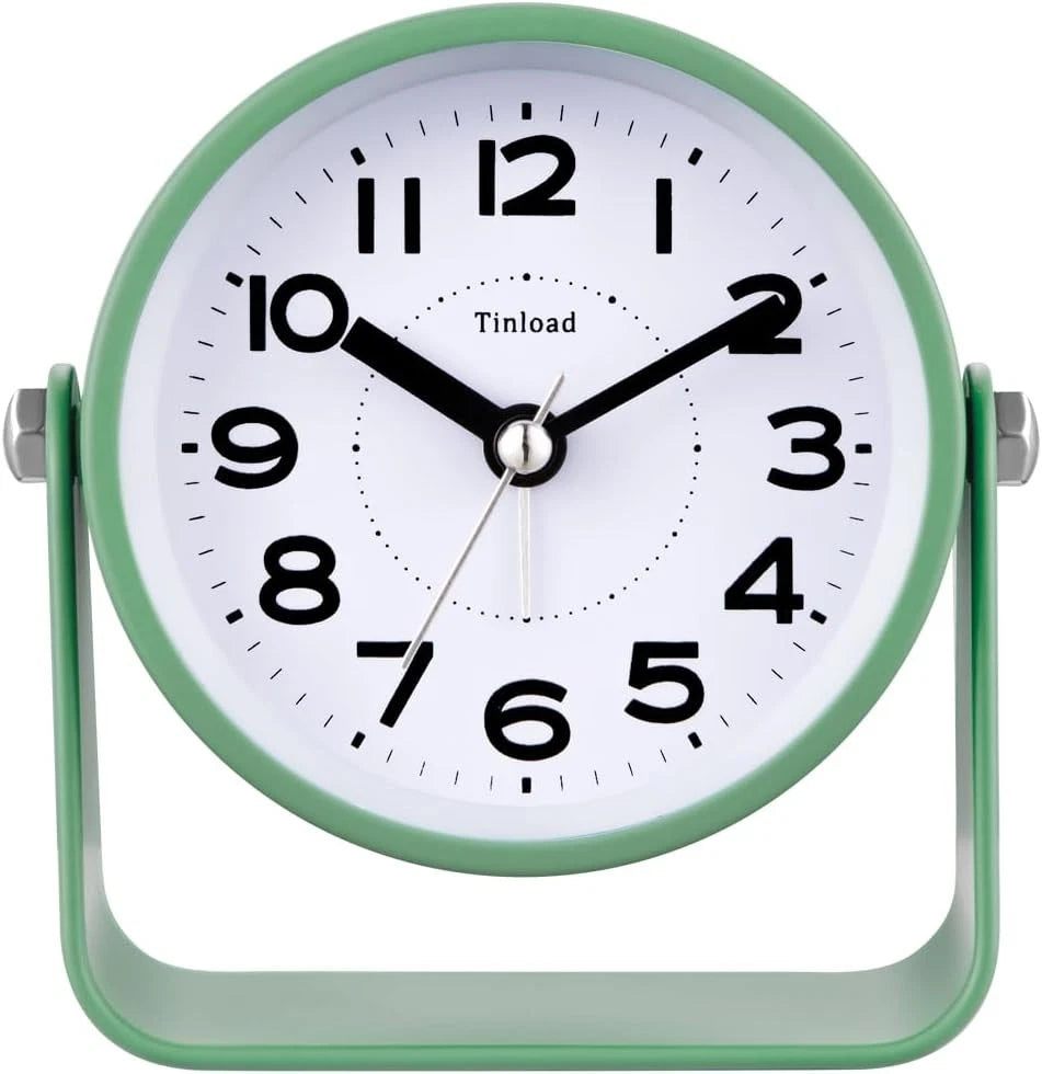 Analog Alarm Clock for Bedroom (Silent Non-Ticking Quartz Movement)