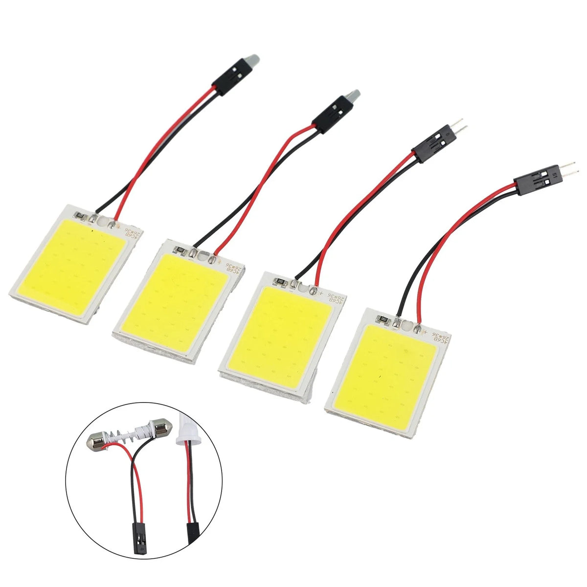 Set of 4 White Light Dome Lamp Bulbs 24SMD COB LED for Universal Vehicles (DC 12V)