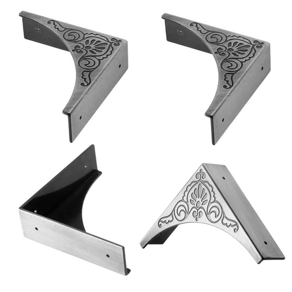 Set of 4 Antique Silver Metal Box Corner Protectors