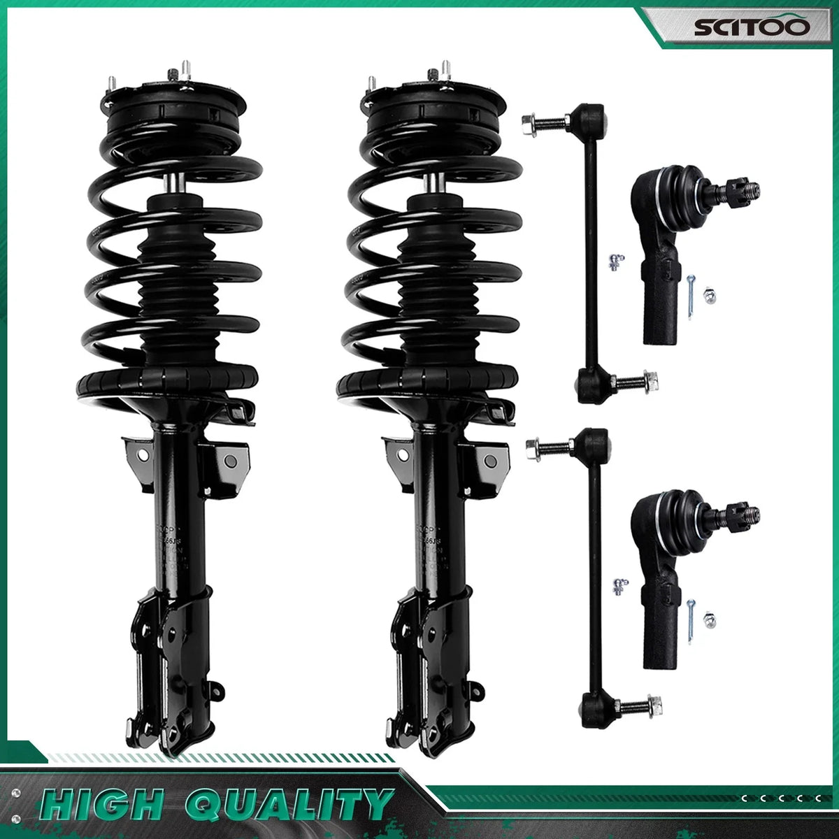 Set of 4 Front Struts Sway Bars Tie Rods for Ford Mustang (2005–2010)