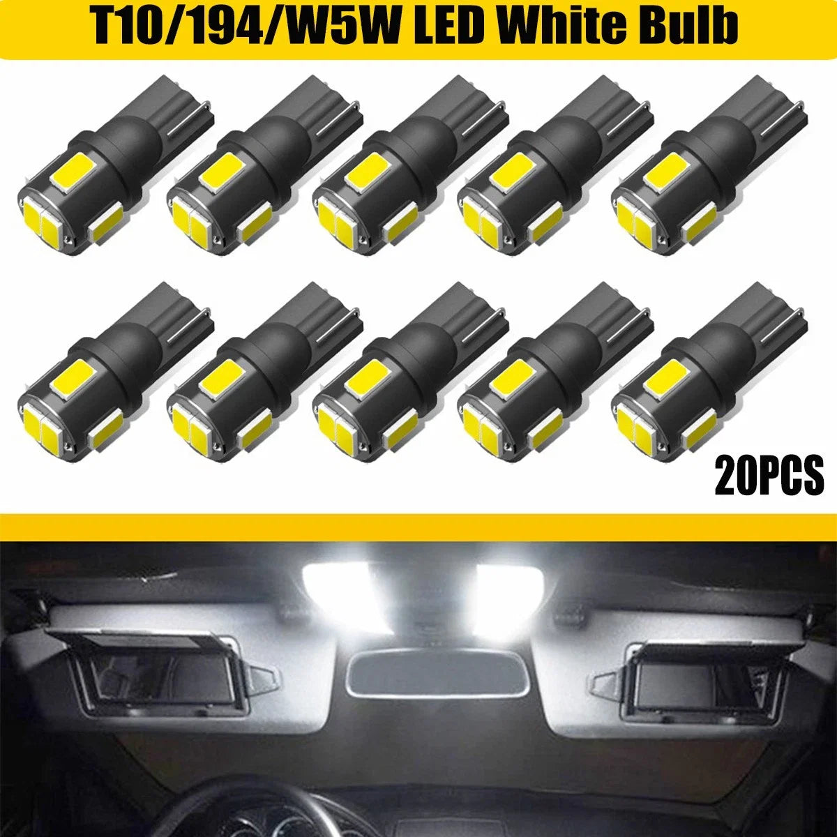 20Pcs T10 LED License Plate Light Bulbs 168 194 for AUXITO
