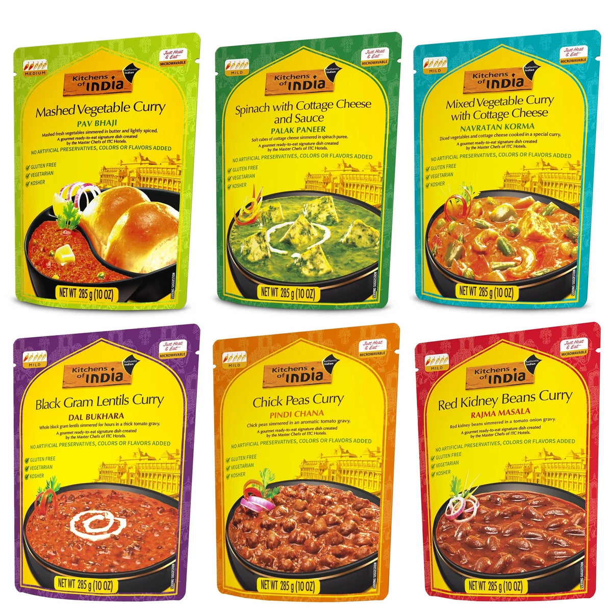 Ready To Eat Dinner Variety Pack for Kitchens of India (Pack of 6)