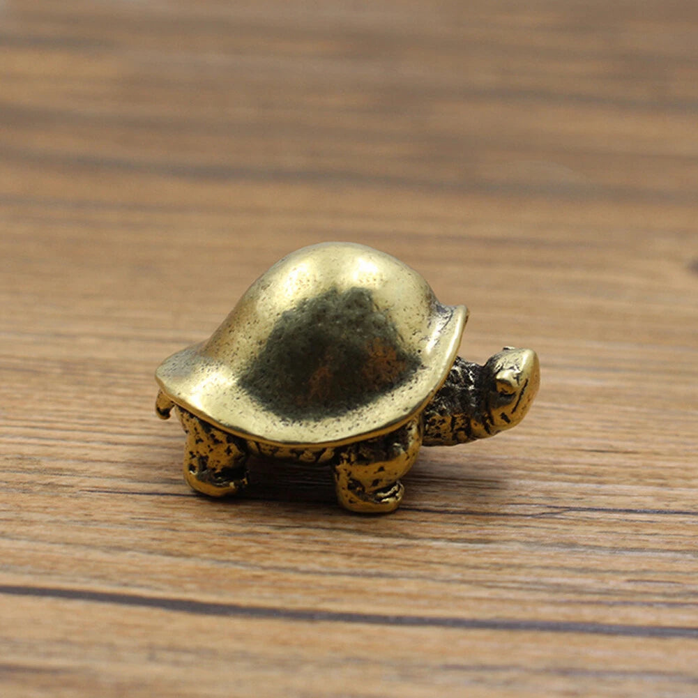 Solid Brass Feng Shui Turtle Figurine Tortoise Statue Tea Pet Ornament