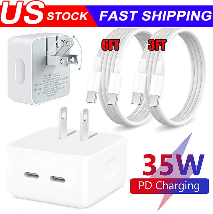 35W Portable Fast Charger Adapter Dual PD USB-C for iPhone (2023–2020)