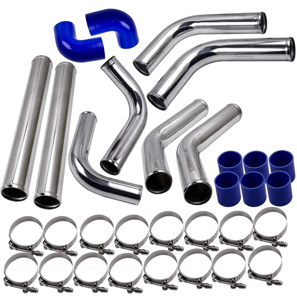 2.5" Universal Aluminum Turbo Intercooler Elbow Pipe Kit with Hose & Clamp