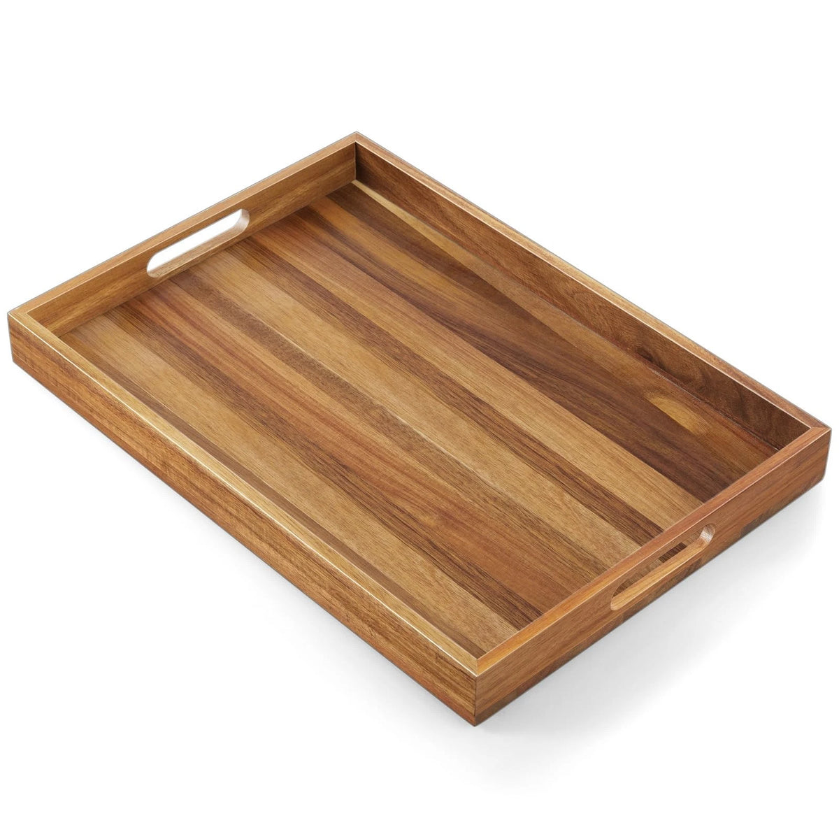 Large Acacia Wood Serving Tray for Ottoman Coffee Breakfast Bed