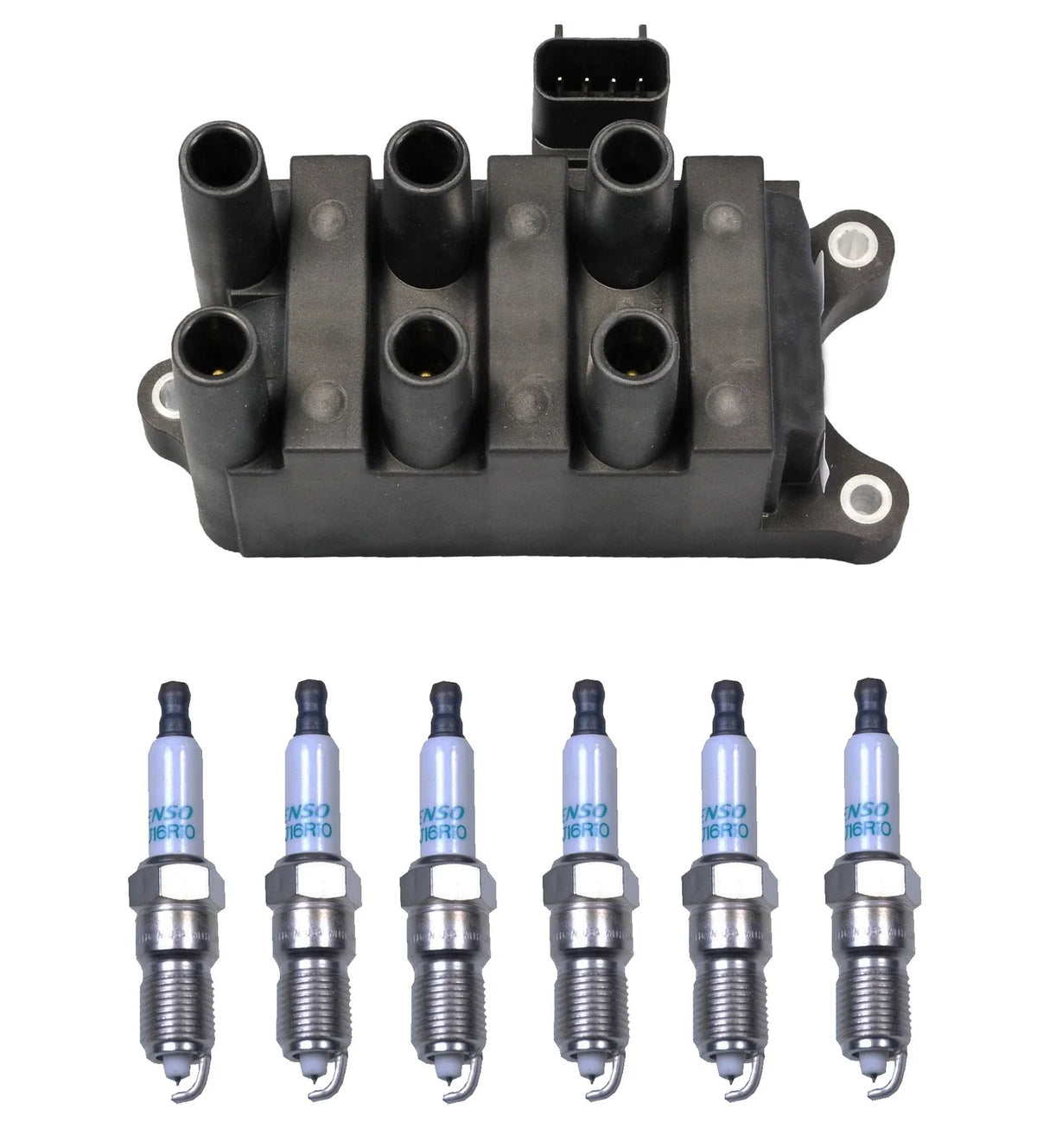 Denso Ignition Coil & 6 Iridium Spark Plugs Kit for Ford 4.2 V6 (2002–2008)