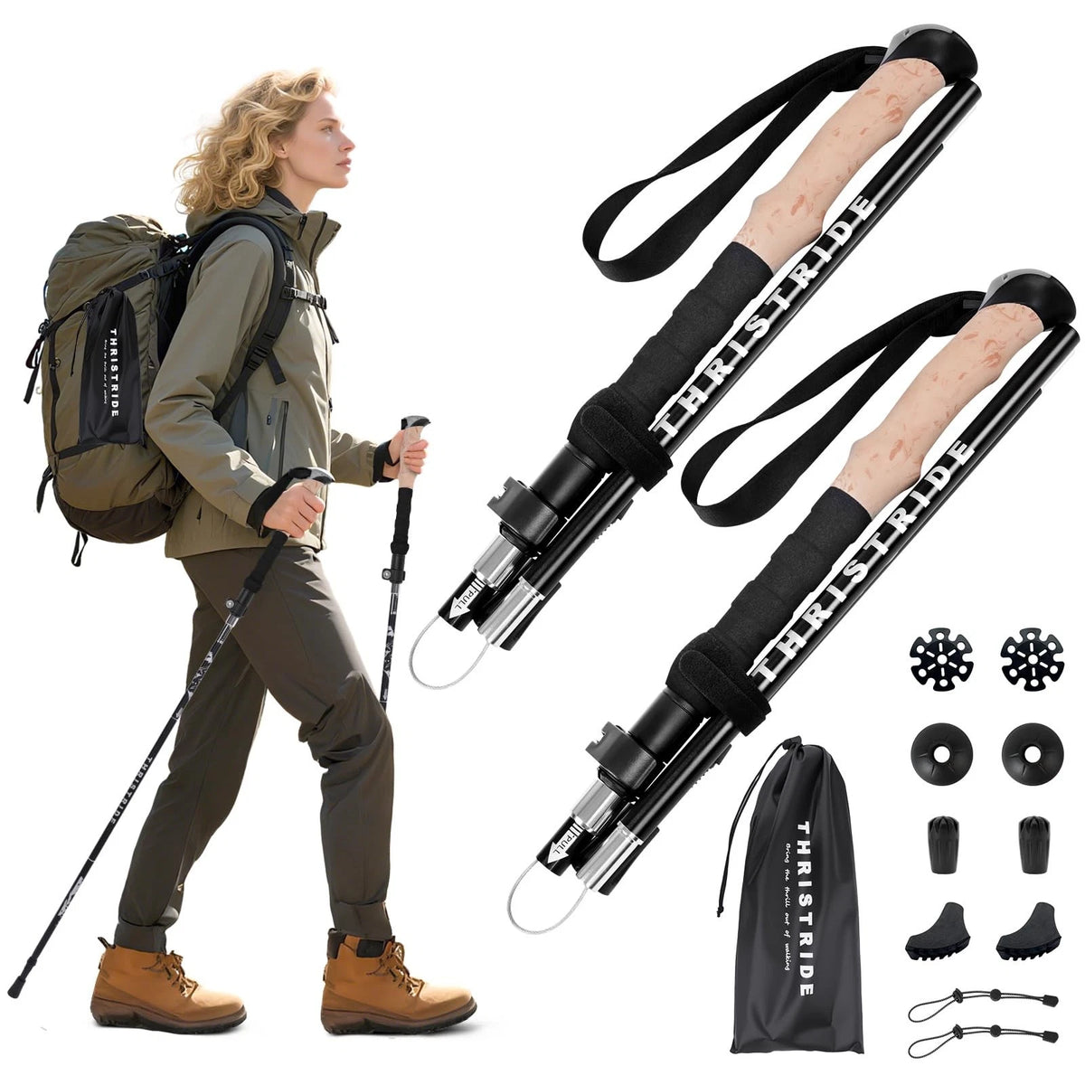 2X Collapsible Trekking Poles for Hiking (No Specific Years)
