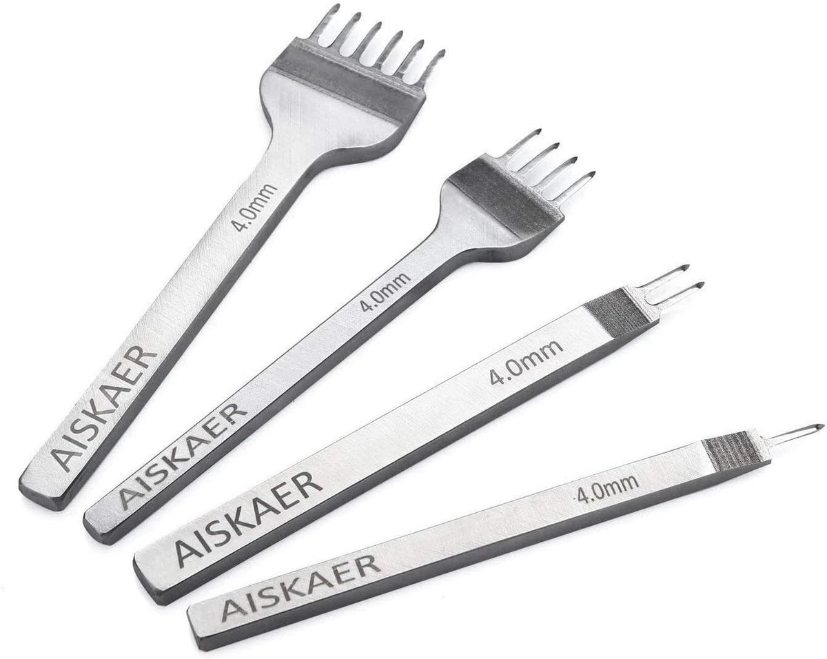 Set of 4 Leather Stitching Punch Tools for Automotive Upholstery