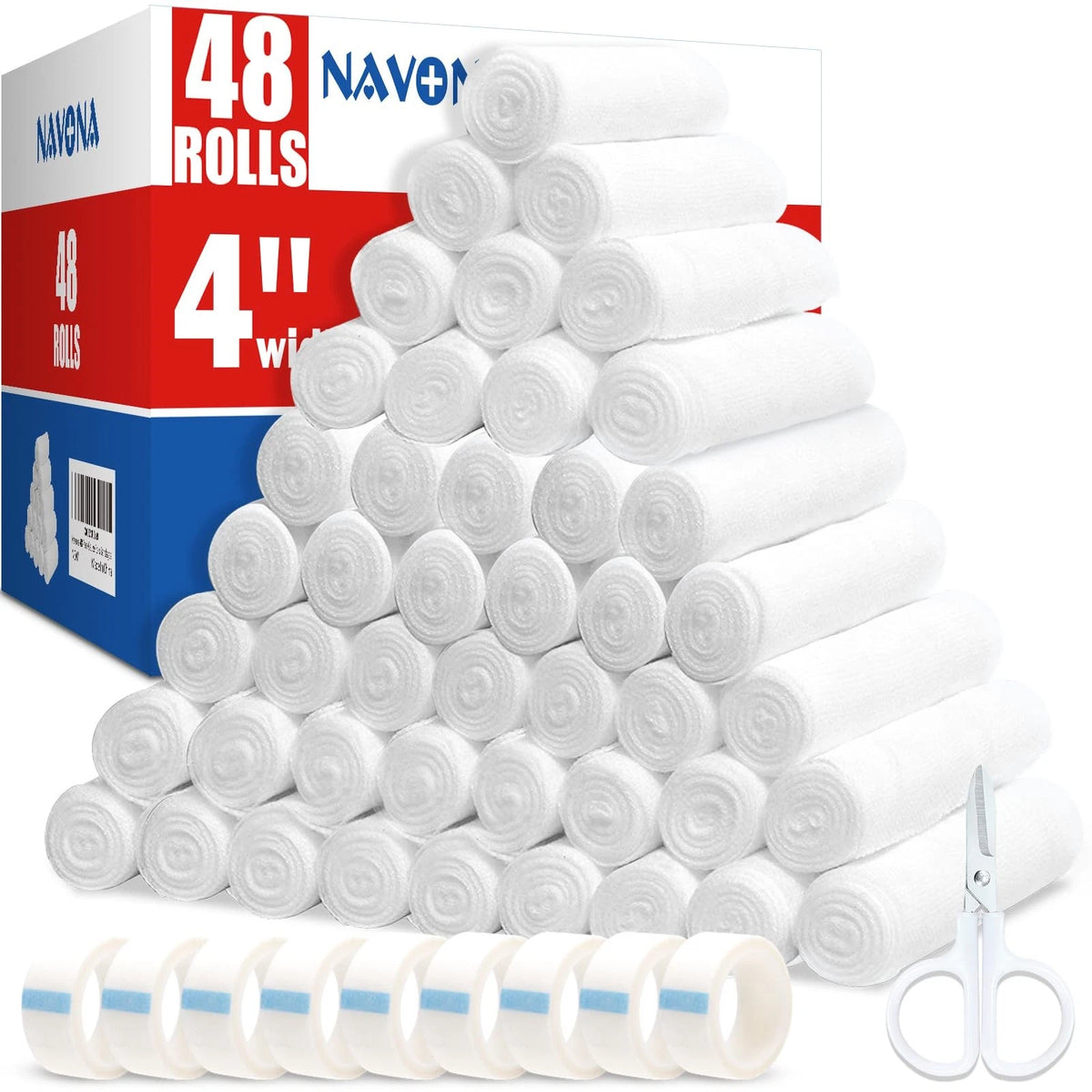 48 Pack Gauze Rolls 4" x 4.1 Yards for Medical Use