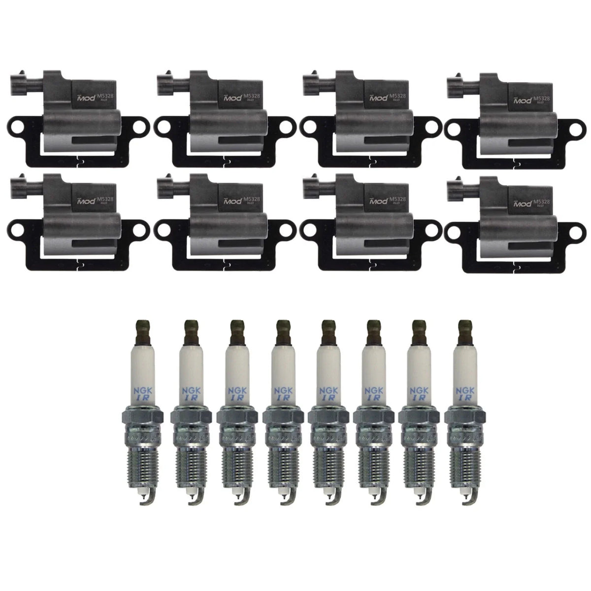NGK Ignition Coils & Laser Iridium Spark Plugs Kit for Chevy GMC Hummer V8 (2000–2023)