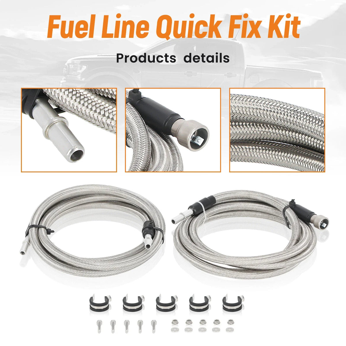 Stainless Steel Braided Fuel Lines Kit for Silverado Sierra 1500 2500