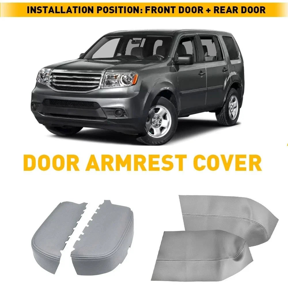 Leather Door Armrest Panels Set for Honda Pilot (2009–2015) Gray