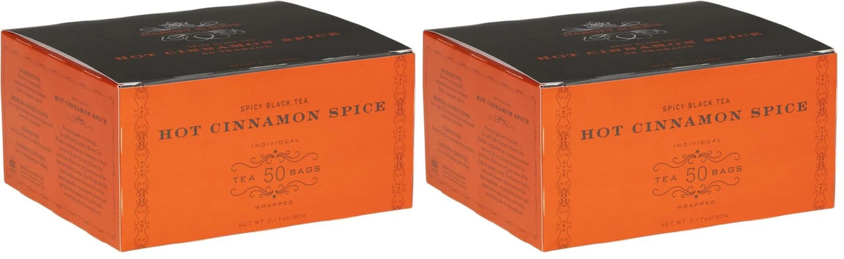 Pack of 2 Hot Cinnamon Spice Tea Bags for Spicy Flavor (50 Count)