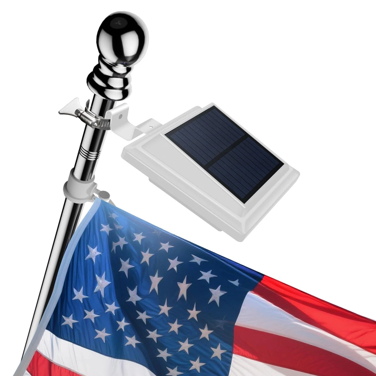 Solar Powered Flag Pole Light for 5ft 6ft Flagpoles White