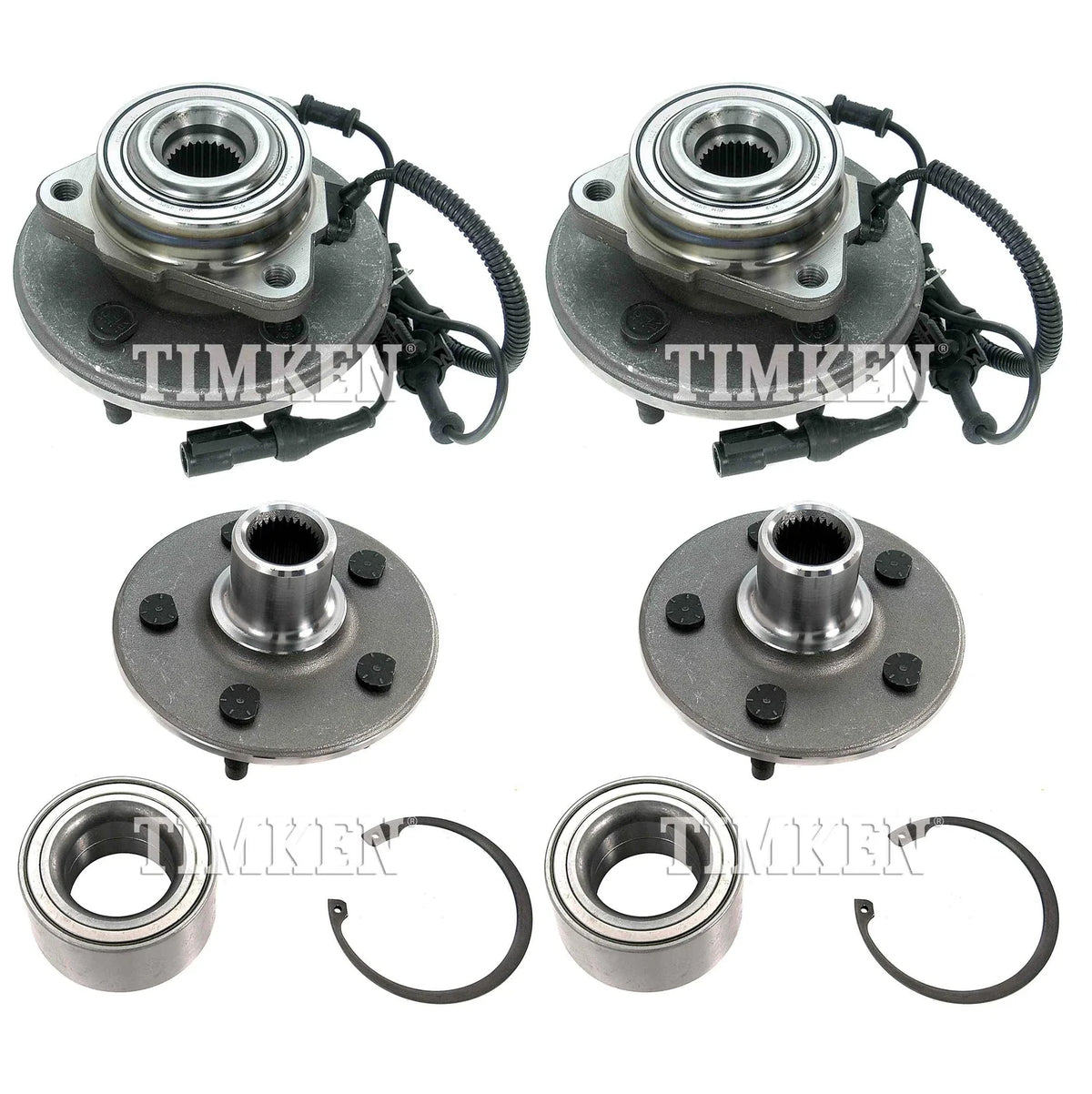 Front & Rear Wheel Bearings & Hubs Kit for Ford Explorer (2011–2021)