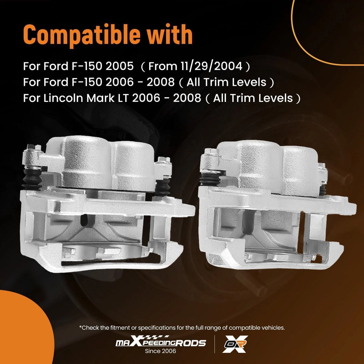Set of 2 Front Disc Brake Calipers for Ford F-150 Lincoln Mark LT (2005–2008)